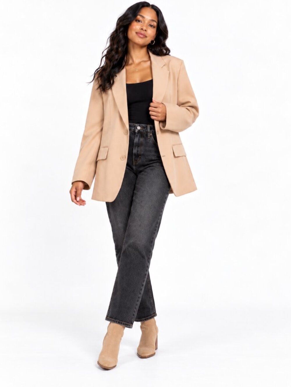 Chic Oversized Neutral Tan Blazer | Effortless Fall Wardrobe Essential Size M